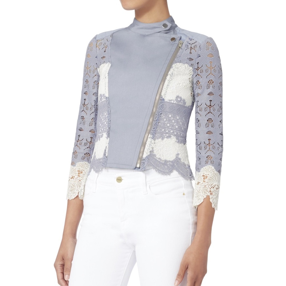 Yiguel Azrouël Blue Lace Moto Jacket size 0